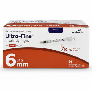 BD Insulin Syringes 31 gauge x 3/10 mL Ultra-Fine Needle 6mm, Sterile 90/box