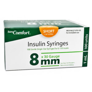 Insulin Syringes 30g x 5/16", 1 mL Sterile by Sure Comfort 100/Box